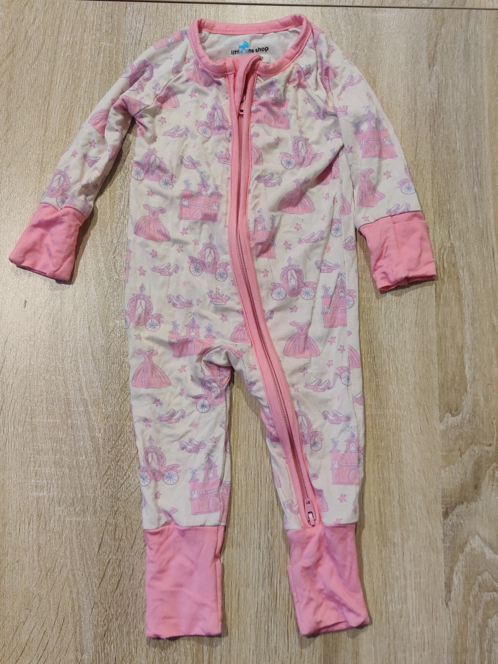 Little One Shop Pink Princess Zip-Front Footed One-Piece Size Newborn